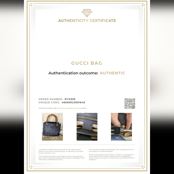 GUCCI 2 Way Bamboo Leather Small Shopper Navy 336032 - Picture 17 of 17